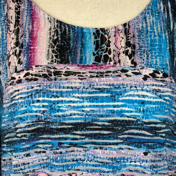 Dana Buchman Medium Top Abstract Jacquard Stretch 3/4 Sleeves Semi-Sheer Multi - Picture 2 of 8